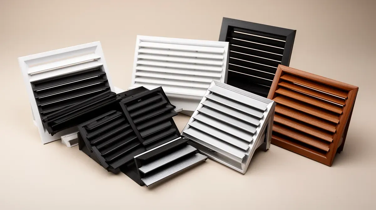 Échantillons de grilles de soufflage design en différents matériaux et finitions