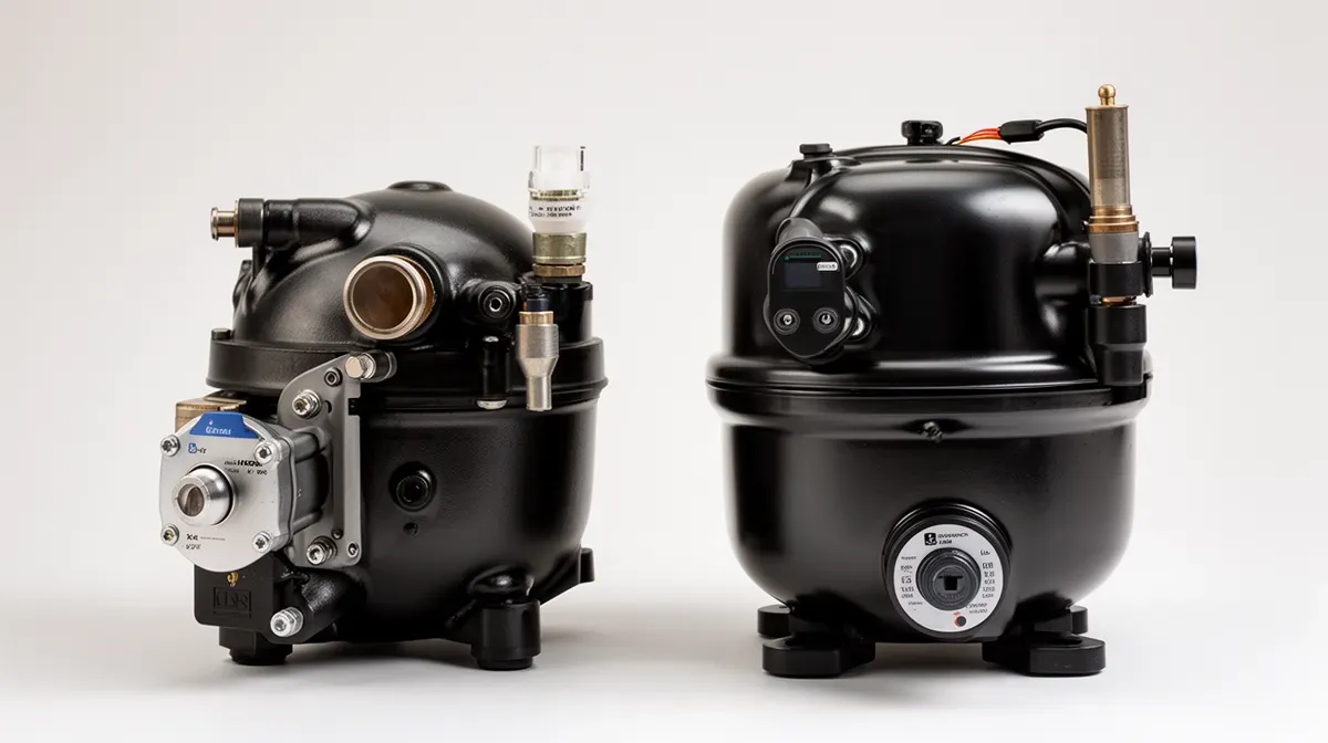 Comparaison de deux modèles de pompes de relevage pour climatisation, vues de face