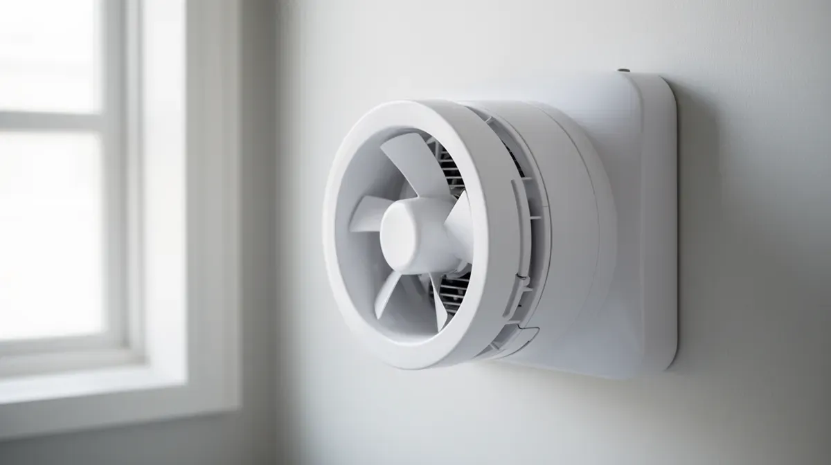 Gros plan sur un extracteur d'air mural dans une salle de bain