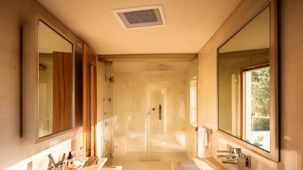 Salle de bain contemporaine équipée d'une ventilation performante