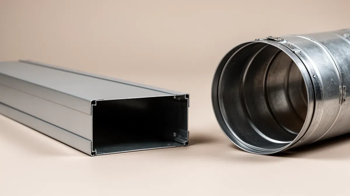 Comparaison visuelle entre une gaine plate rectangulaire et une gaine ronde traditionnelle