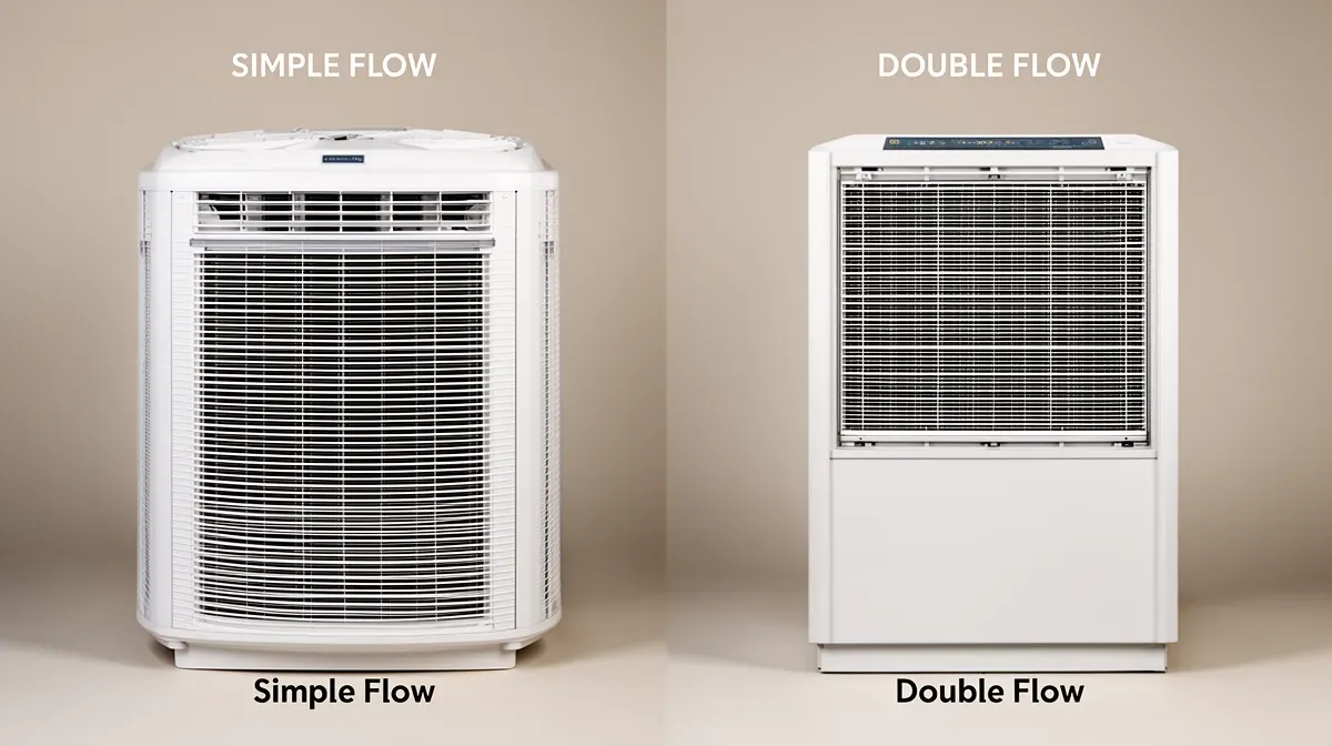 Comparaison visuelle entre une VMC simple flux et une VMC double flux