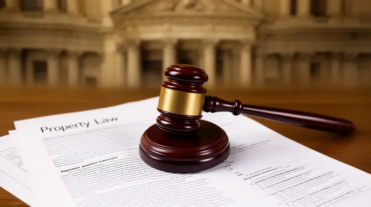 Marteau de juge sur des documents juridiques, vue de dessus, ambiance chaleureuse