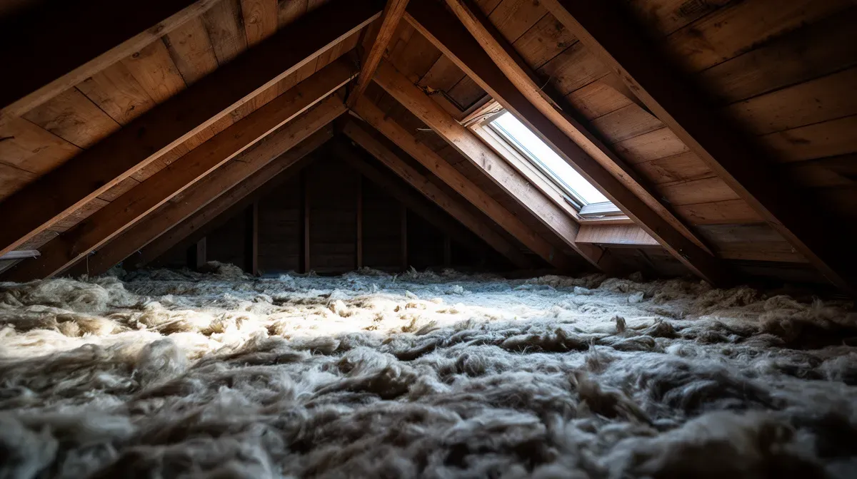 Combles faiblement isolés avec une isolation en laine de verre insuffisante