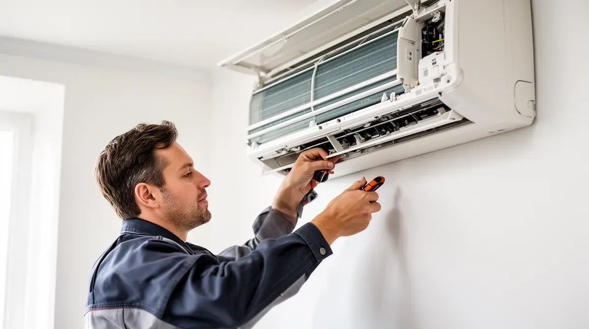 Technicien installant un climatiseur mural Daikin Comfora