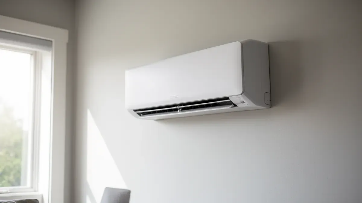Vue rapprochée du climatiseur mural Mitsubishi MSZ-AY35VGK montrant son design compact