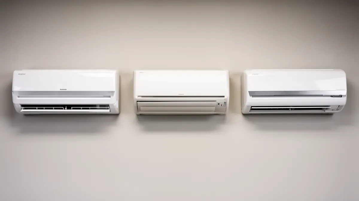 Comparatif visuel de trois climatiseurs muraux dont le Mitsubishi MSZ-AY35VGK