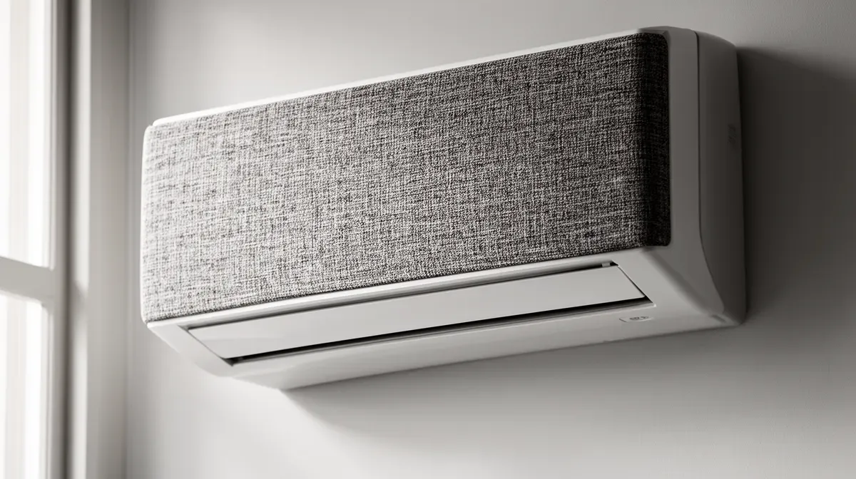Gros plan sur l'habillage en tissu interchangeable de la climatisation Toshiba Haori