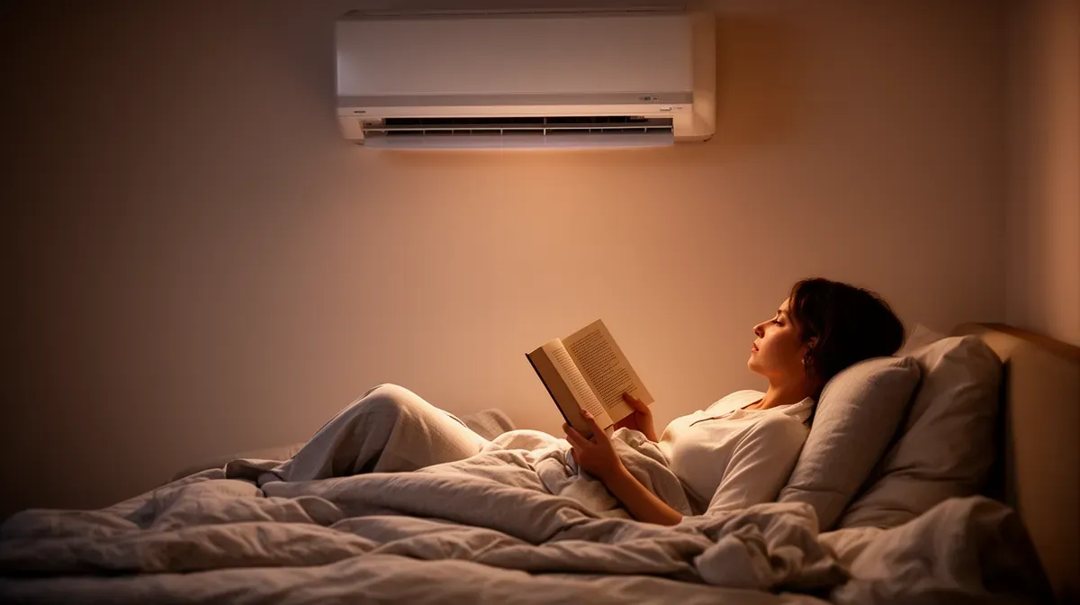 Climatisation Toshiba Haori en mode silencieux dans une chambre apaisante