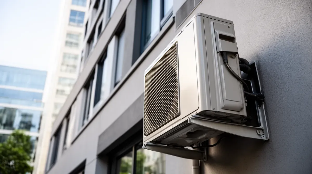 Unité extérieure d'un climatiseur installée sur une façade