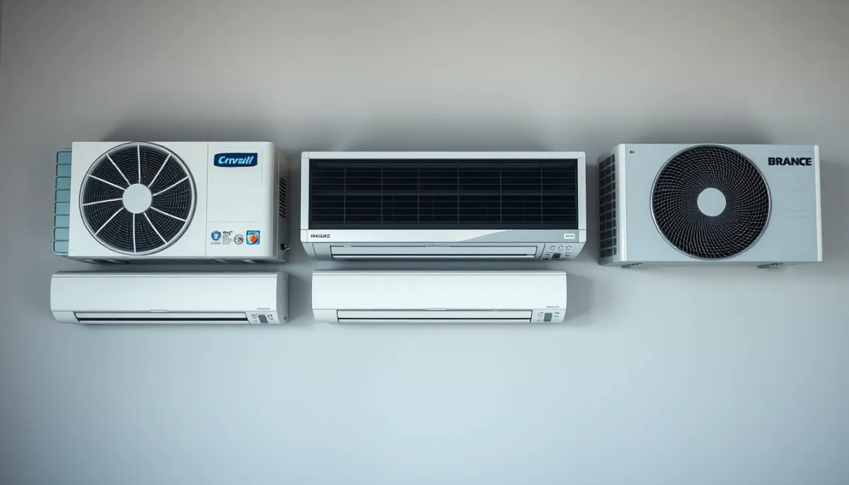 Comparatif de trois unités intérieures de climatiseurs de marques différentes