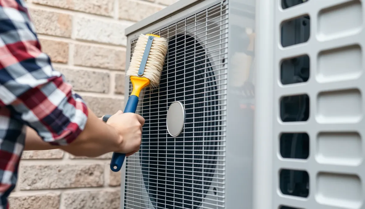 Nettoyage de l'échangeur extérieur d'une climatisation à la brosse