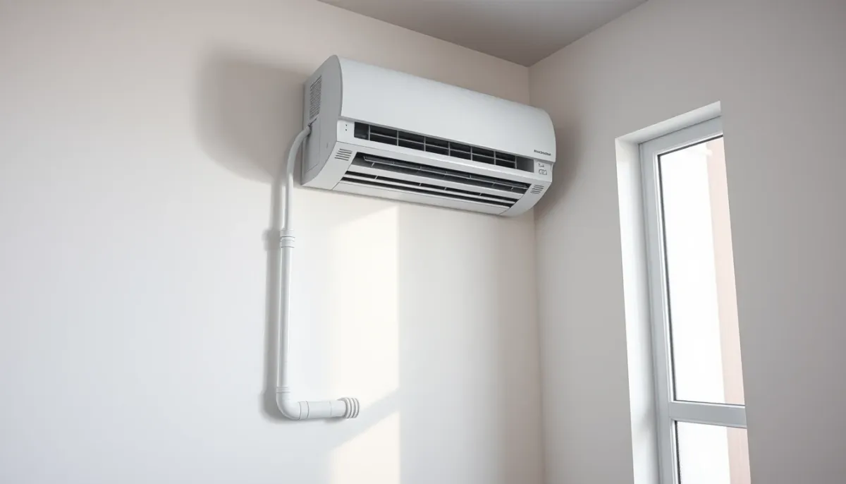 Tuyau d'évacuation correctement incliné d'une climatisation murale