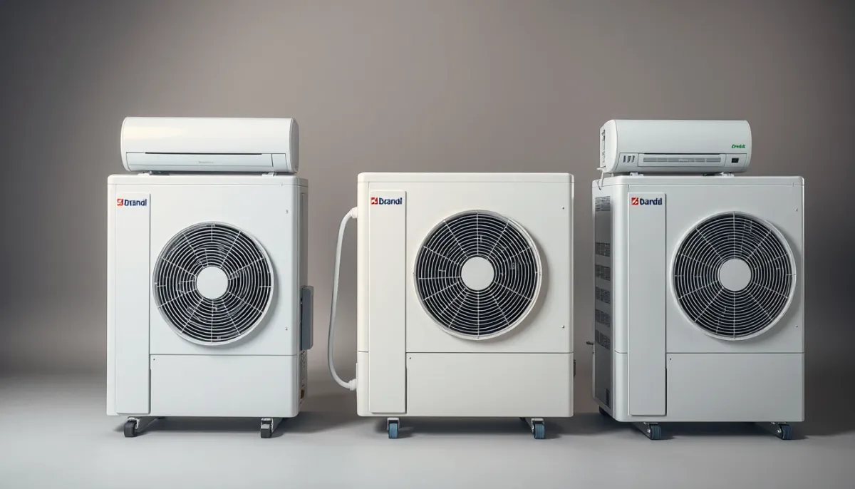 Comparatif de trois climatiseurs de marques différentes, dont Thermor, Daikin et Mitsubishi