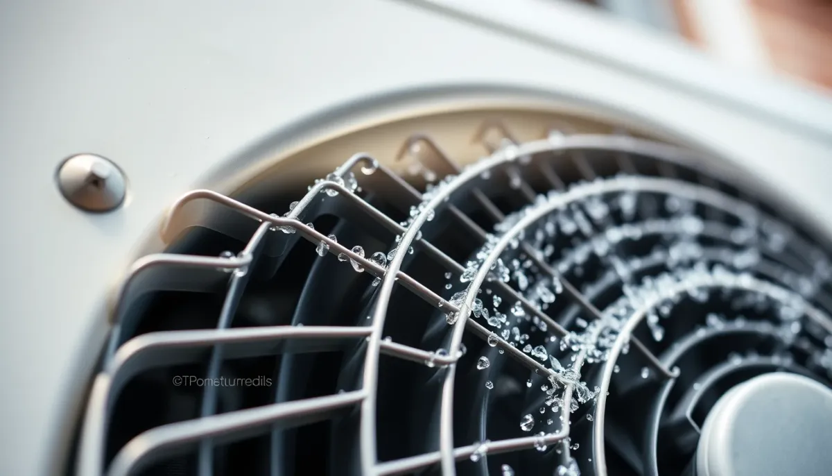 Gros plan sur la batterie d'une unité extérieure de climatisation avec revêtement hydrophobe anticorrosion