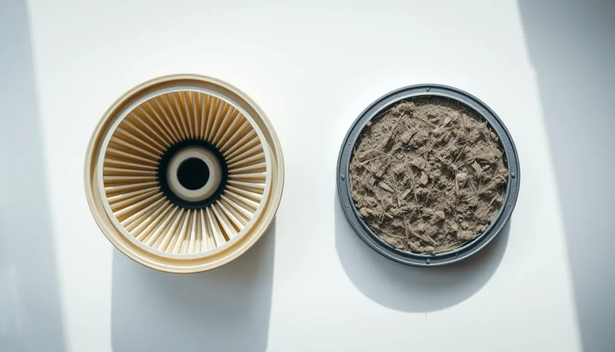 Comparaison entre un filtre propre et un filtre sale et colmaté pour VMC double flux